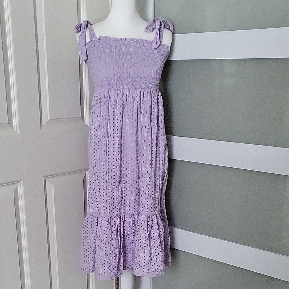 Koko + Mason Lavender Eyelet Tie Strap Womens Dress Size Small